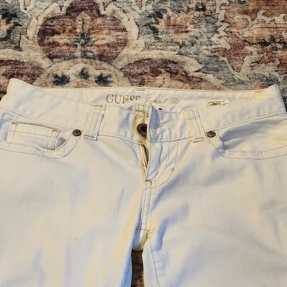 Guess Jeans Daredevil Skinny Leg White Denim With Stretch Size 28 - Picture 5 of 10